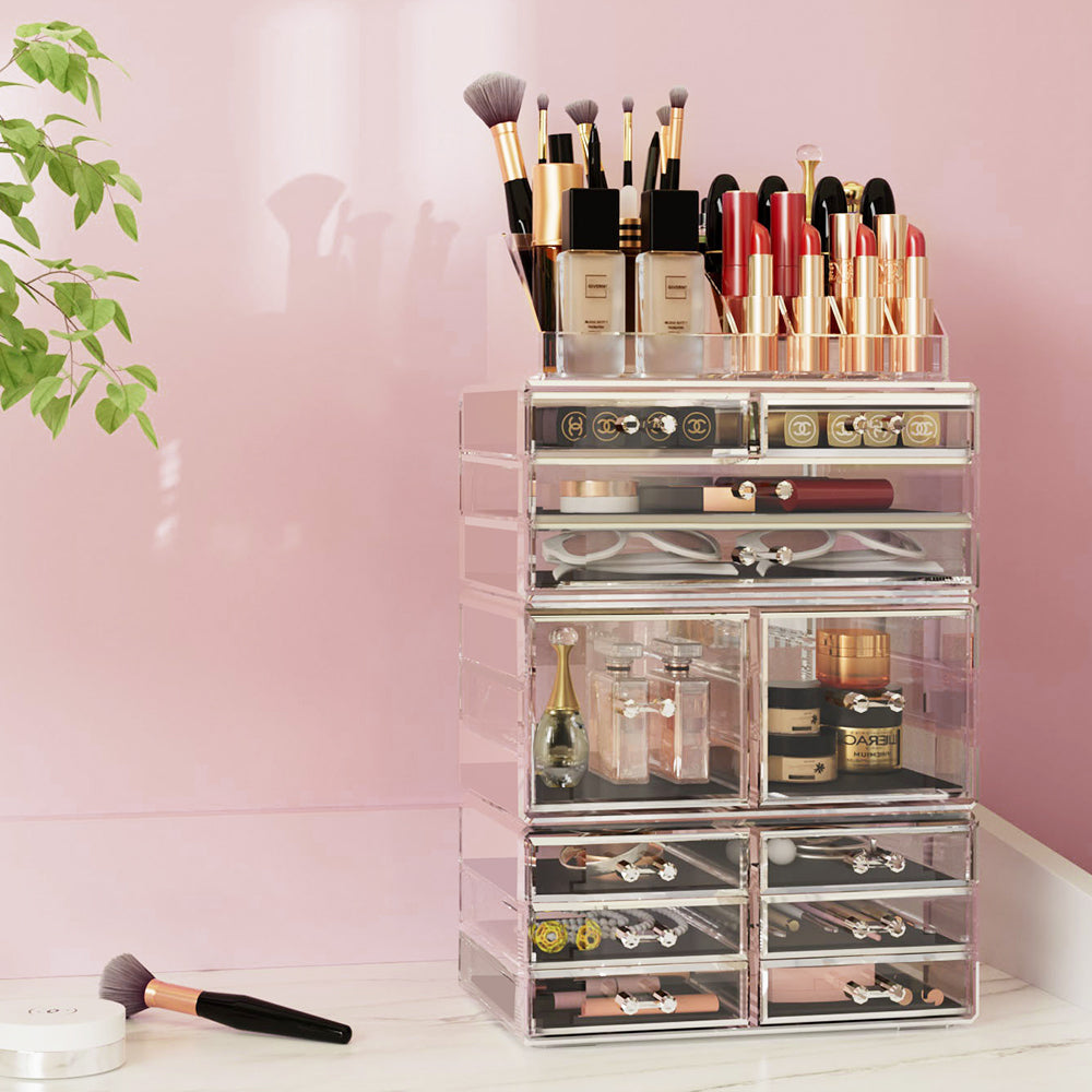 Embellir Acrylic Makeup & Jewellery Organiser β 12 Drawer Clear Storage Case