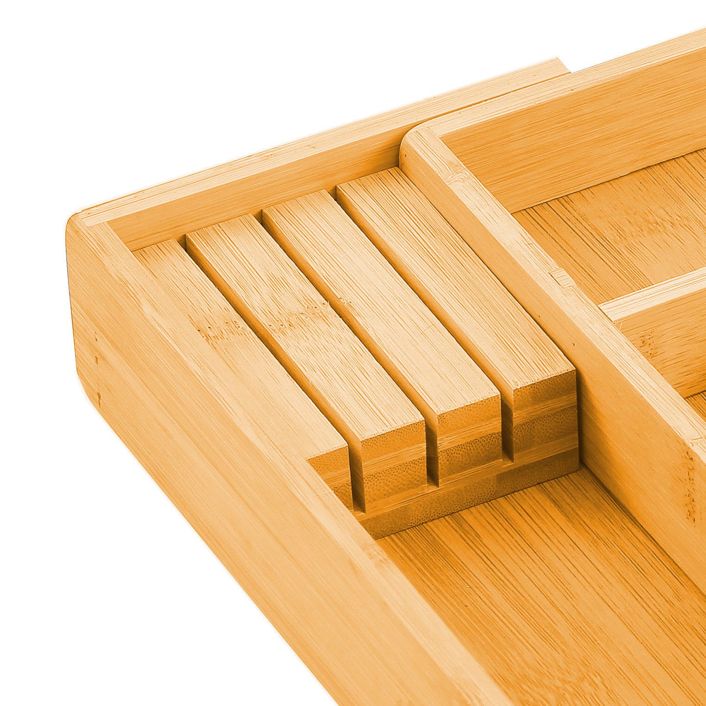 2-Pack Bamboo Expandable Drawer Organisers with Knife Block ā Premium Kitchen Storage