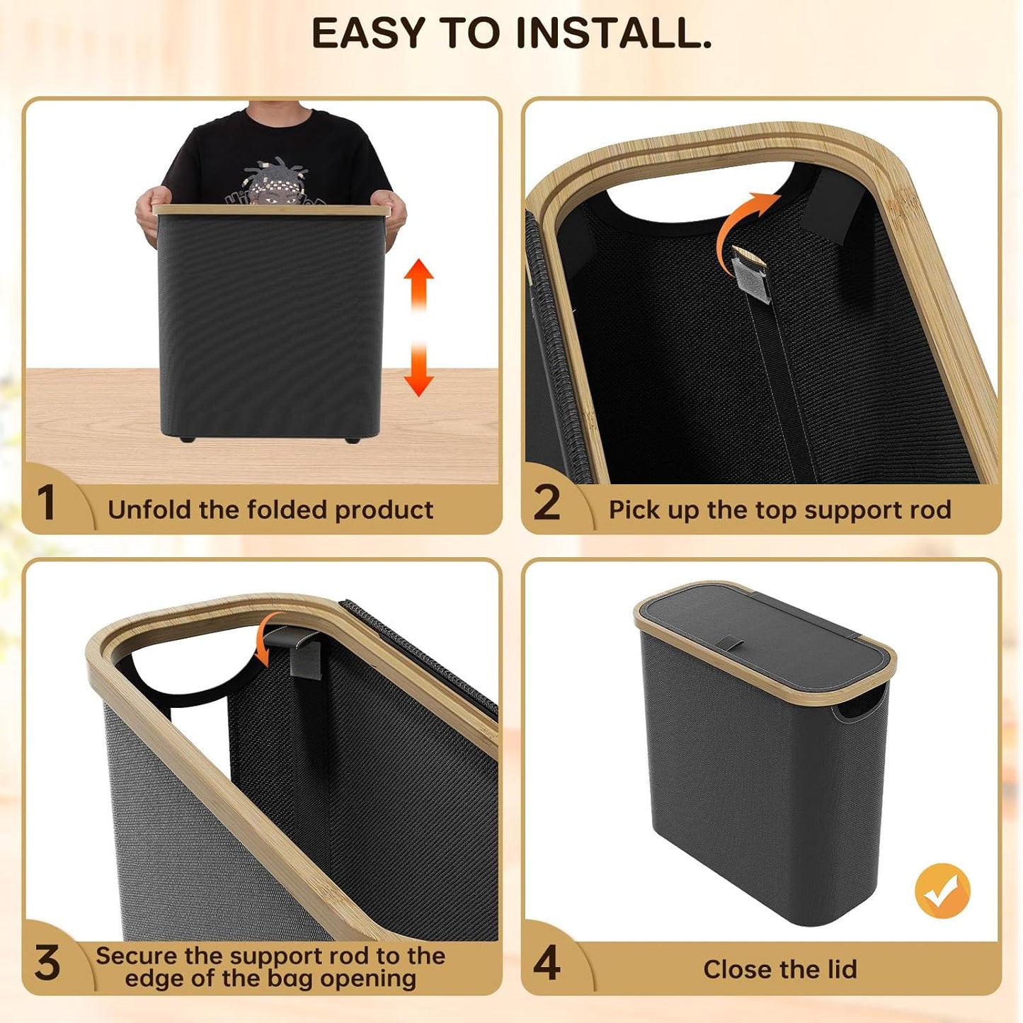 CARLA HOME Toilet Paper Basket β 2-Pack with Bamboo Lid & Handles (White)