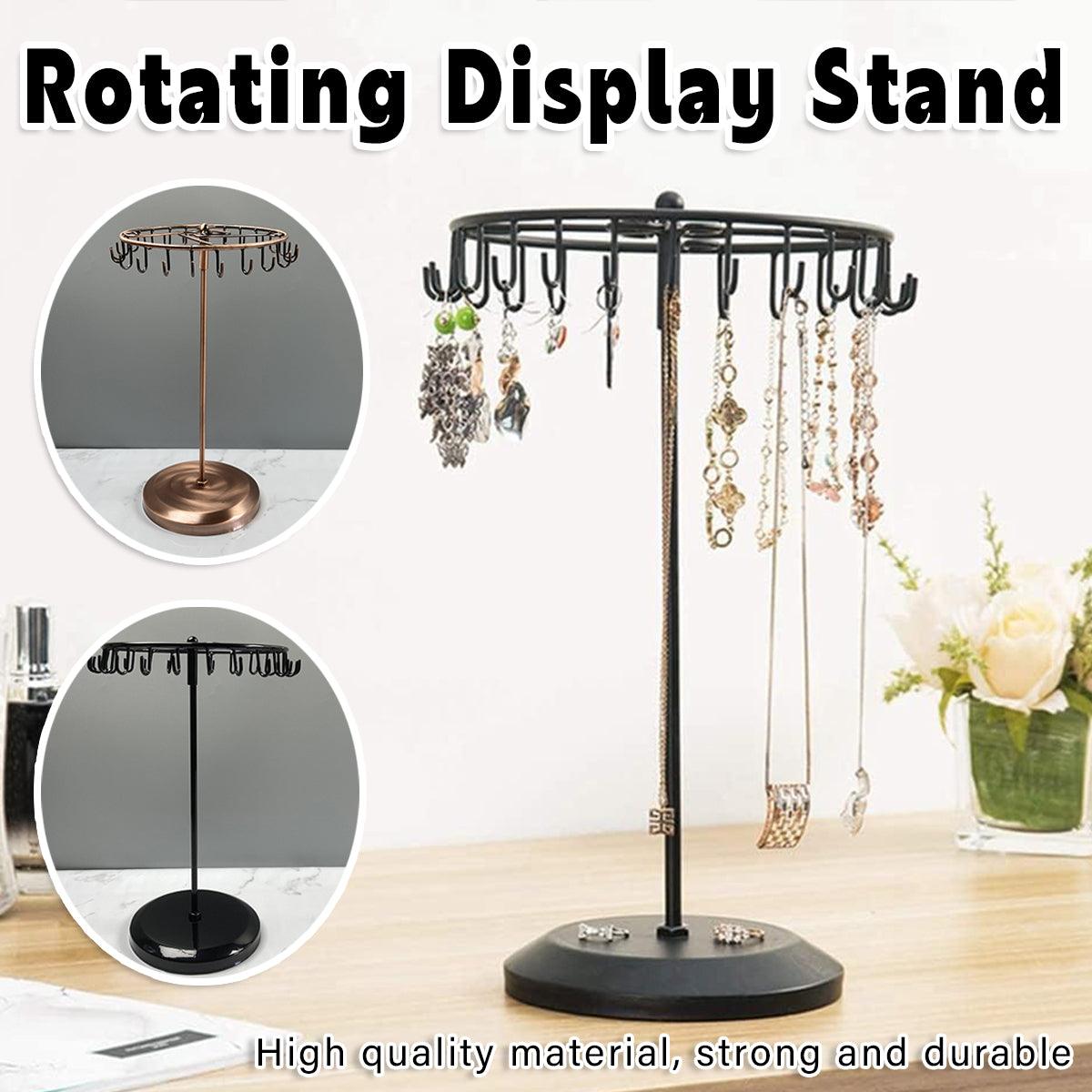 Rotating Iron Jewellery Rack β Minimalist Necklace Display Stand (Black & Bronze)