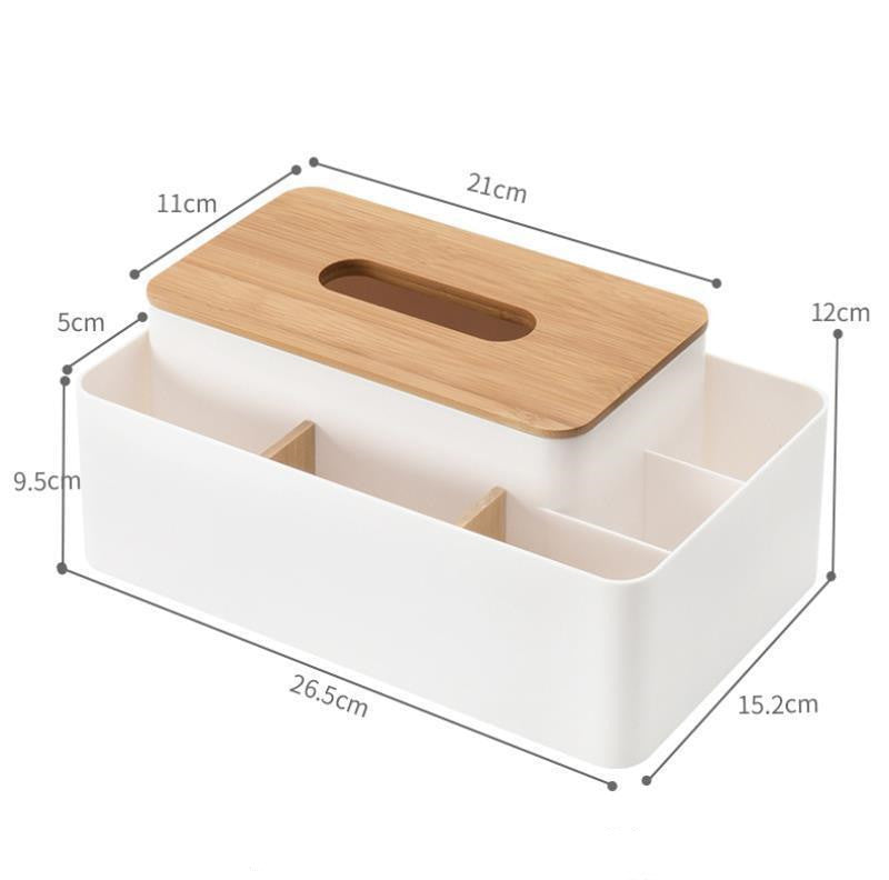 Minimalist Tissue Box Organizer — Apricot with Bamboo Lid