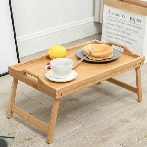 Bamboo Laptop Table – Foldable Bed Tray with Adjustable Height & Tilt