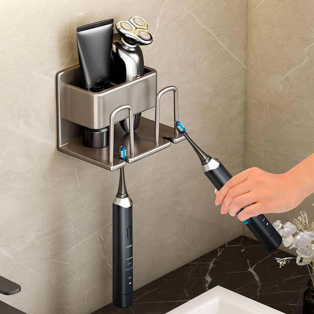 NNEAGS 15cm Wall-Mounted Bathroom Storage Organiser Space Saving Adhesive Shelf Rack