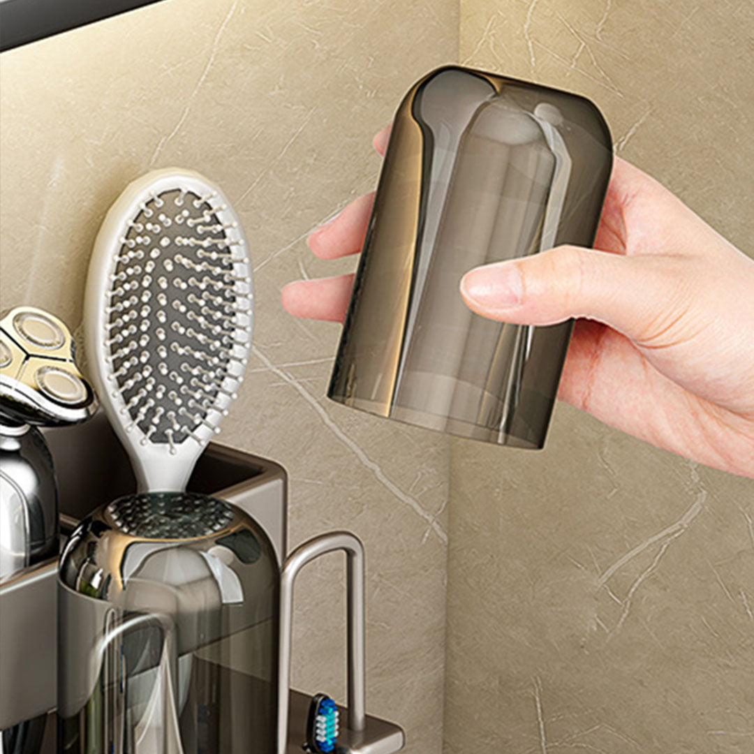 NNEAGS 15cm Wall-Mounted Bathroom Storage Organiser Space Saving Adhesive Shelf Rack