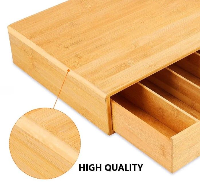 Bamboo Coffee Pod Drawer – Adjustable Storage Organiser for K-Cups, Tea, Jewelry & Cosmetics (35.5 × 30.5 cm)