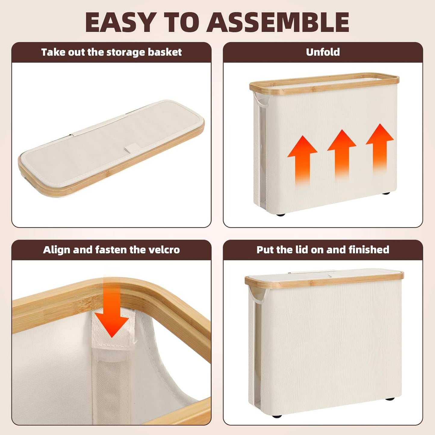 CARLA HOME Toilet Paper Basket – Holds 12 Rolls with Bamboo Lid & Handles (Grey / White / Black)