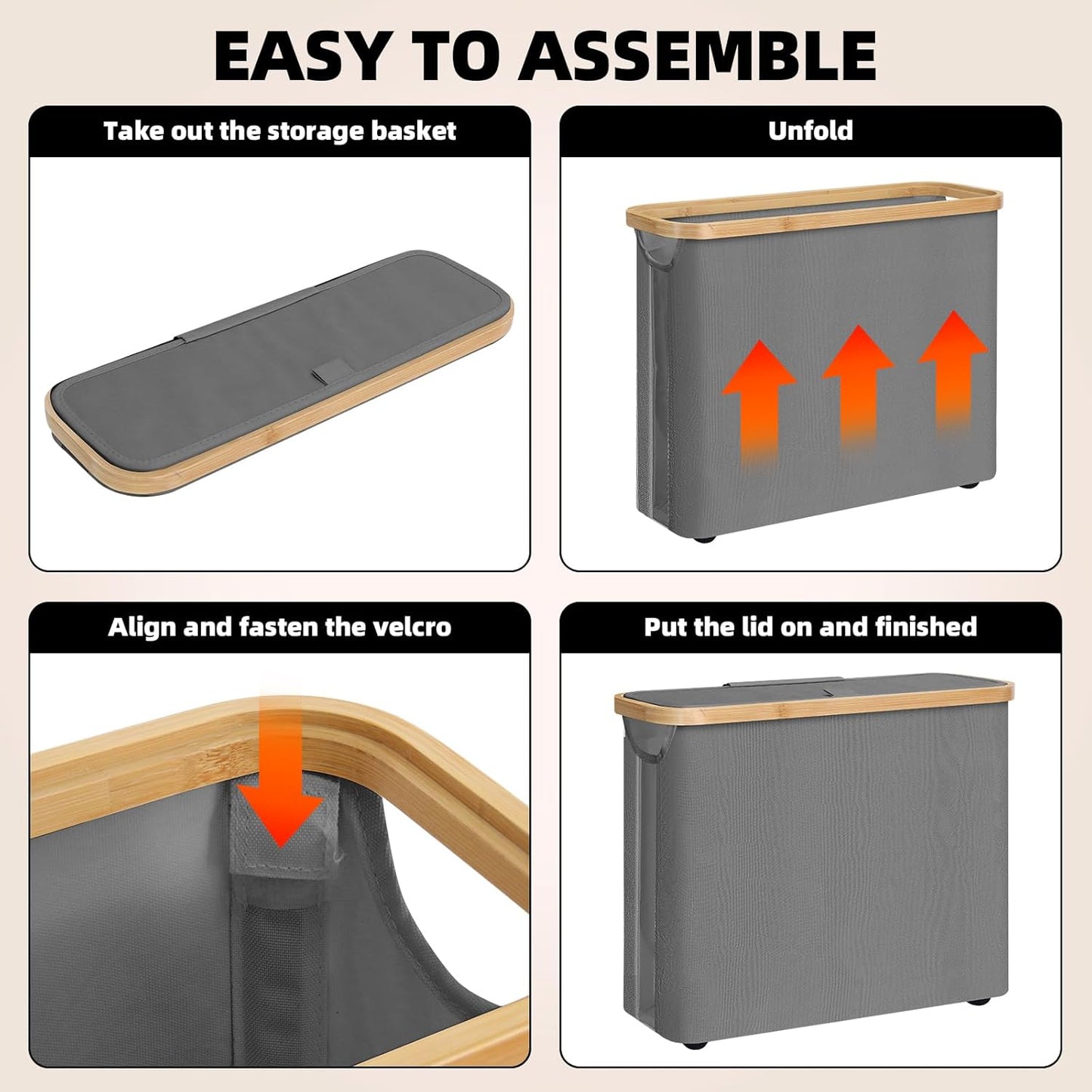 CARLA HOME Toilet Paper Basket – 2-Pack with Bamboo Lid & Handles (White)