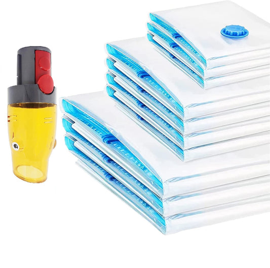 Space Saver Vacuum Storage Bags – 9-Piece Kit with Dyson Adaptor (Reusable & Moisture-Resistant)