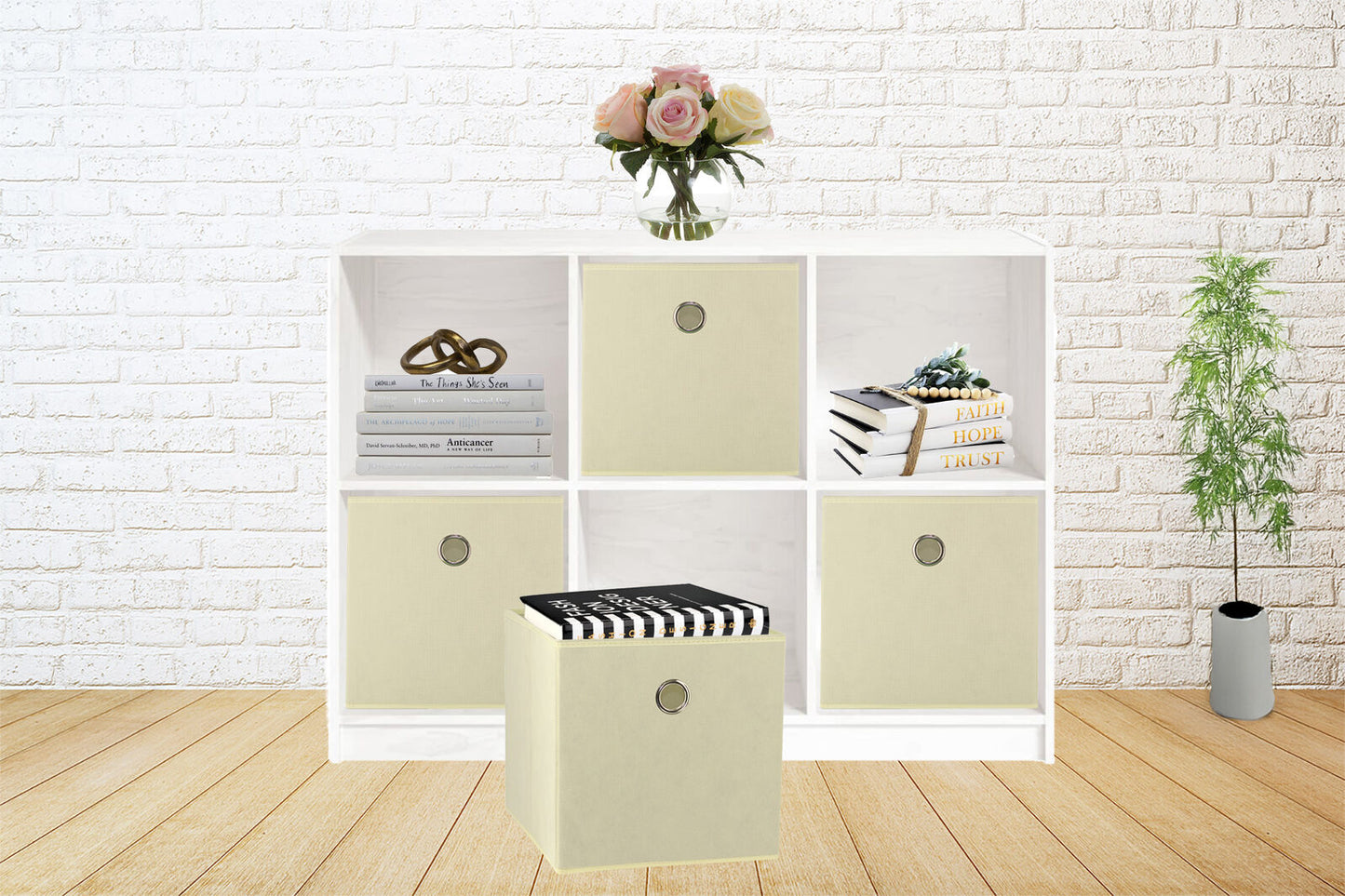 Fabric Drawer Storage Cubes – Foldable Organiser Set (Beige, 8-Pack)