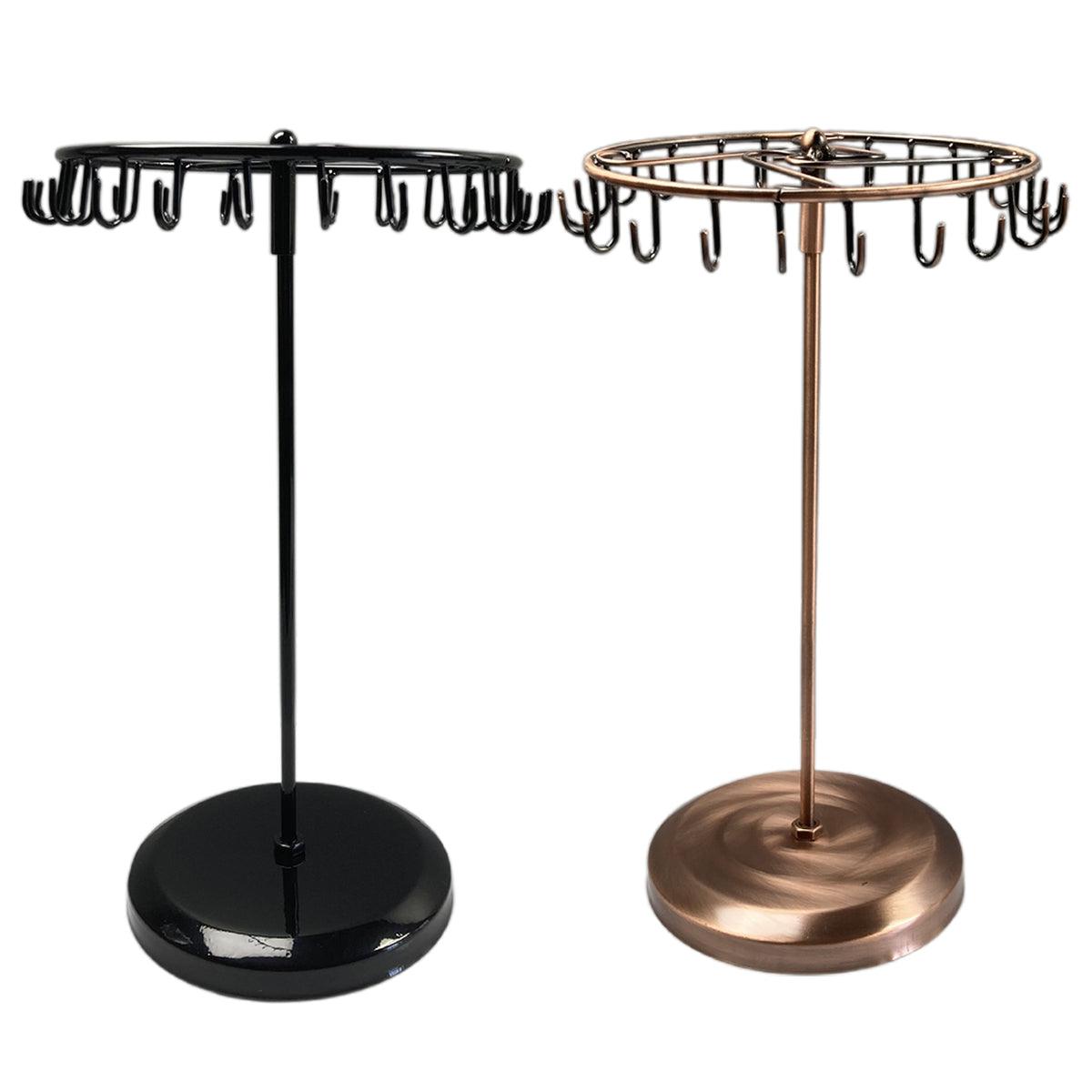 Rotating Iron Jewellery Rack – Minimalist Necklace Display Stand (Black & Bronze)