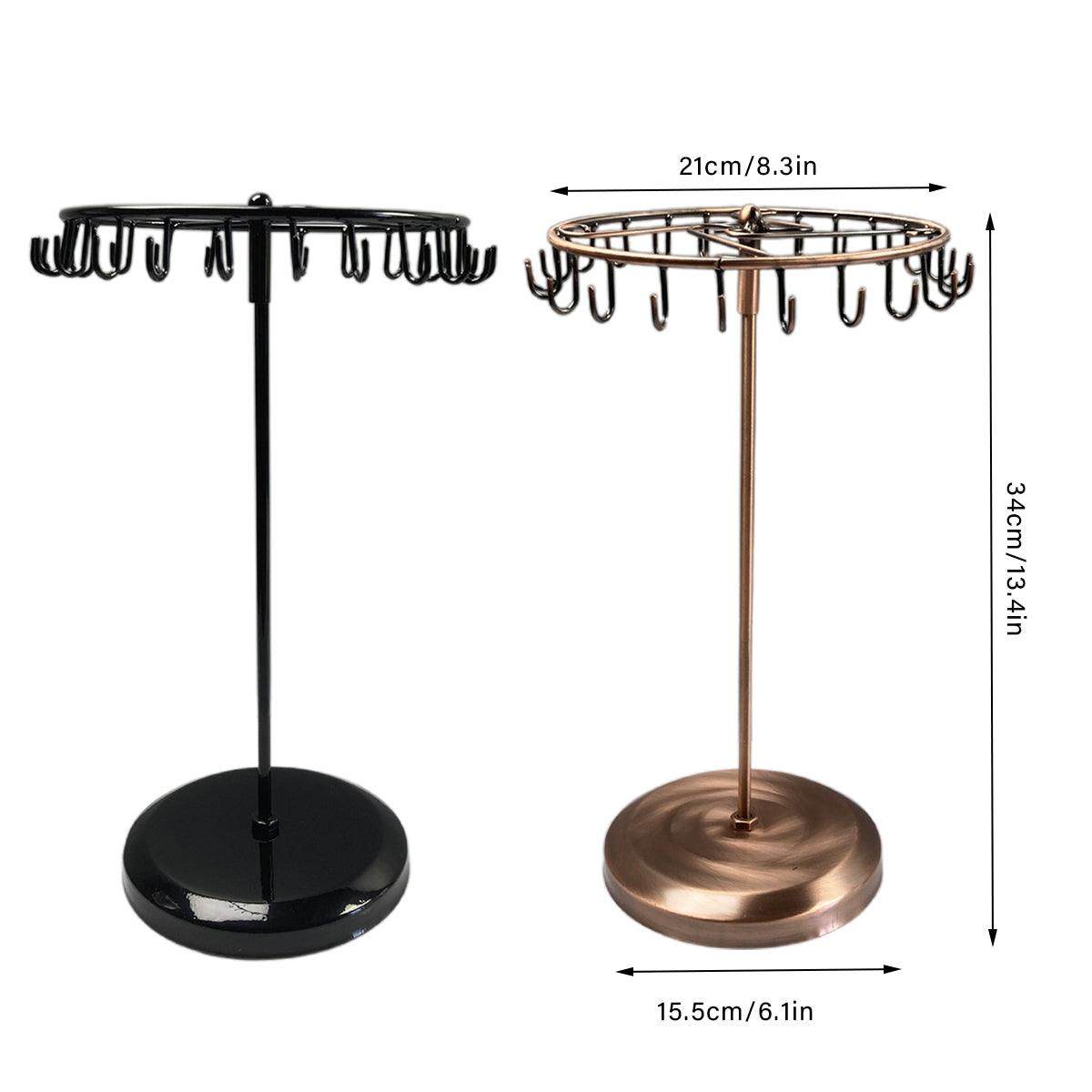 Rotating Iron Jewellery Rack – Minimalist Necklace Display Stand (Black & Bronze)