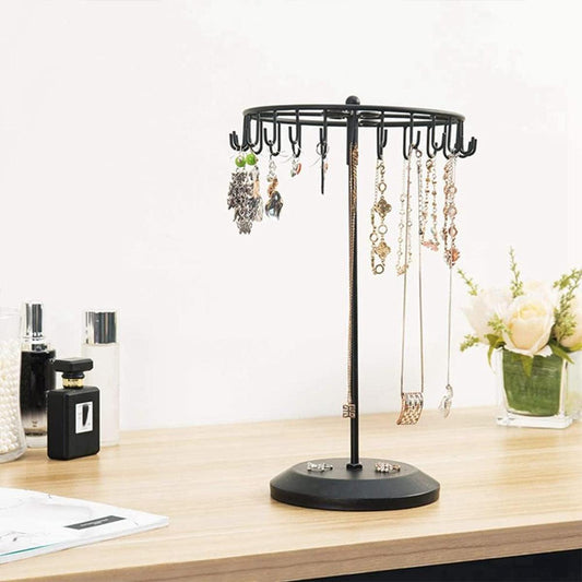 Rotating Iron Jewellery Rack – Minimalist Necklace Display Stand (Black & Bronze)