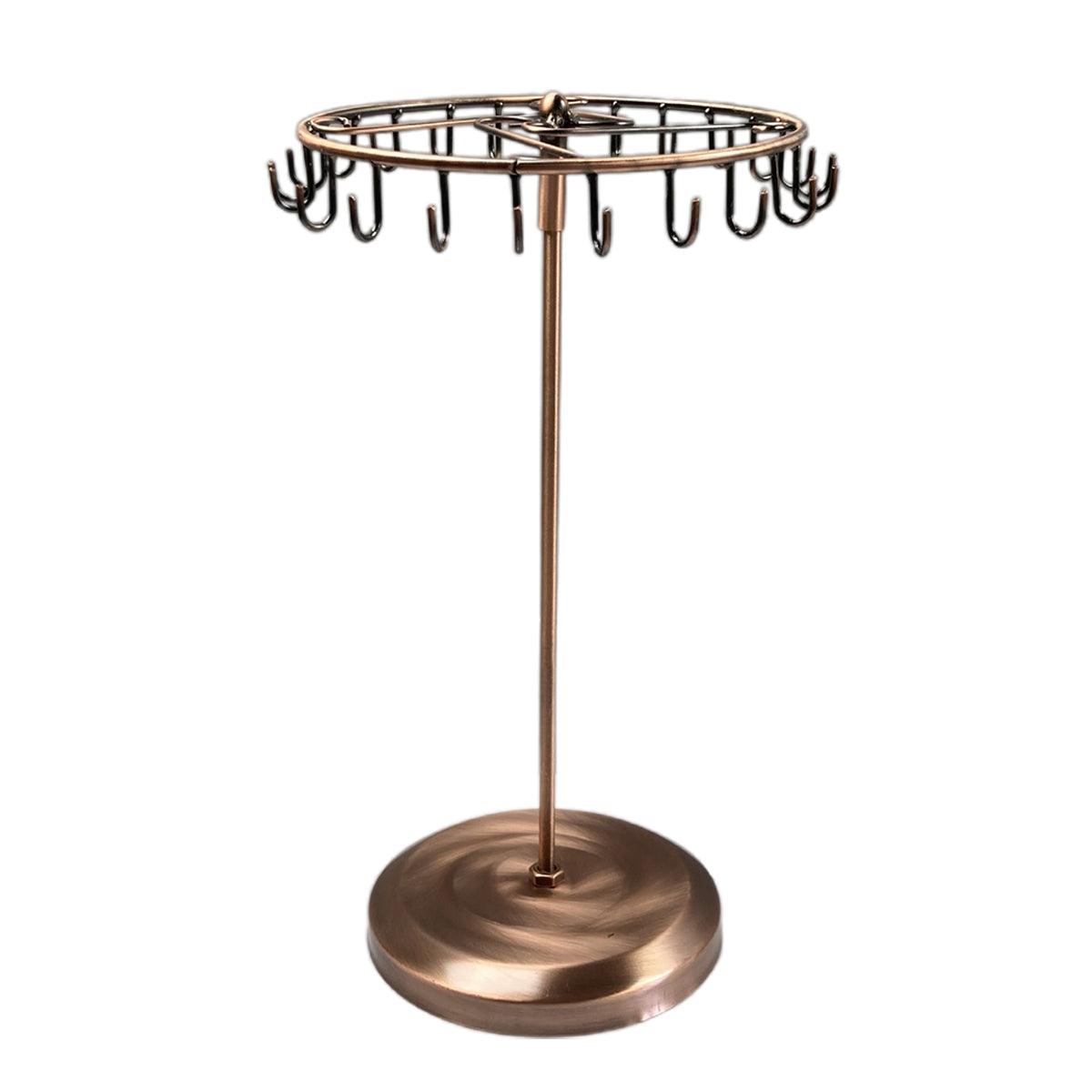 Rotating Iron Jewellery Rack – Minimalist Necklace Display Stand (Black & Bronze)