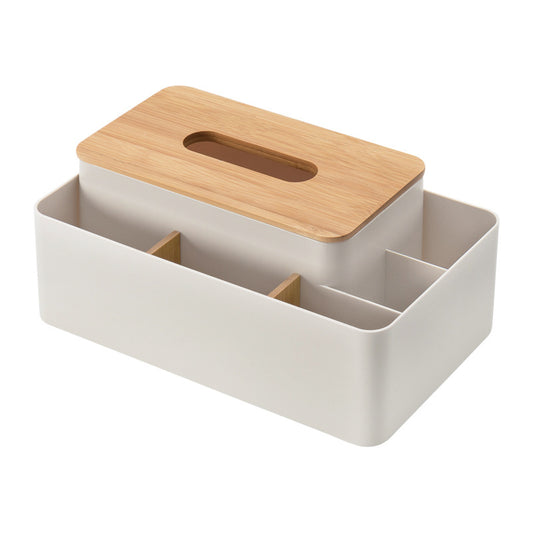 Minimalist Tissue Box Organizer — Apricot with Bamboo Lid