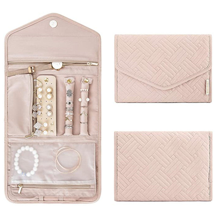 Luxury Travel Jewellery Roll – Quilted Organiser for Necklaces, Rings & Earrings