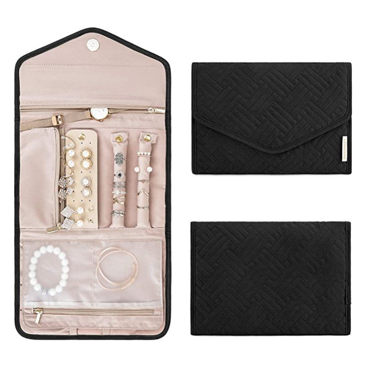 Luxury Travel Jewellery Roll – Quilted Organiser for Necklaces, Rings & Earrings