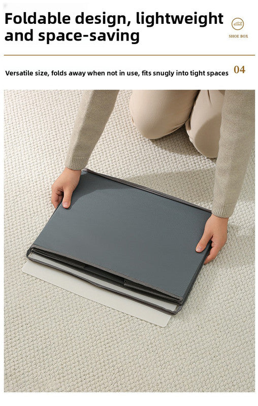 12-Grid Foldable Shoe Box – Breathable Fabric Wardrobe Organiser with Clear Lid