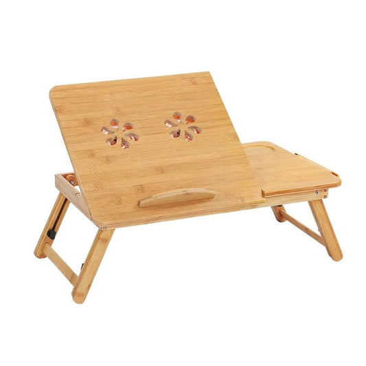 Bamboo Laptop Table – Foldable Bed Tray with Adjustable Height & Tilt