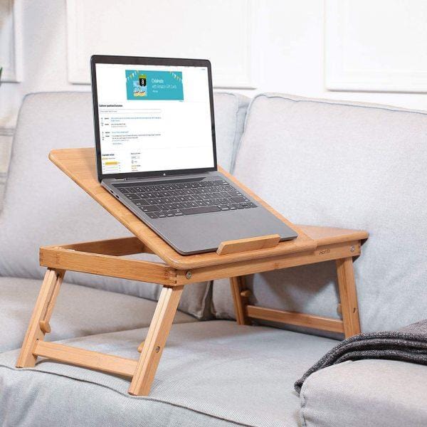 Bamboo Laptop Table – Foldable Bed Tray with Adjustable Height & Tilt
