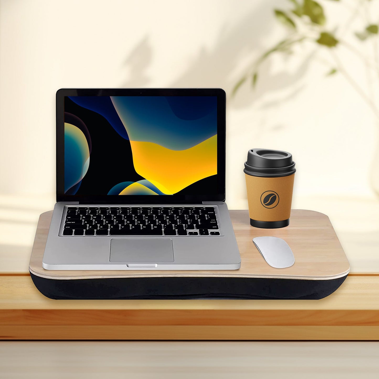 Bamboo Lap Desk – Portable Laptop Tray with Soft Cushion Base (48cm)