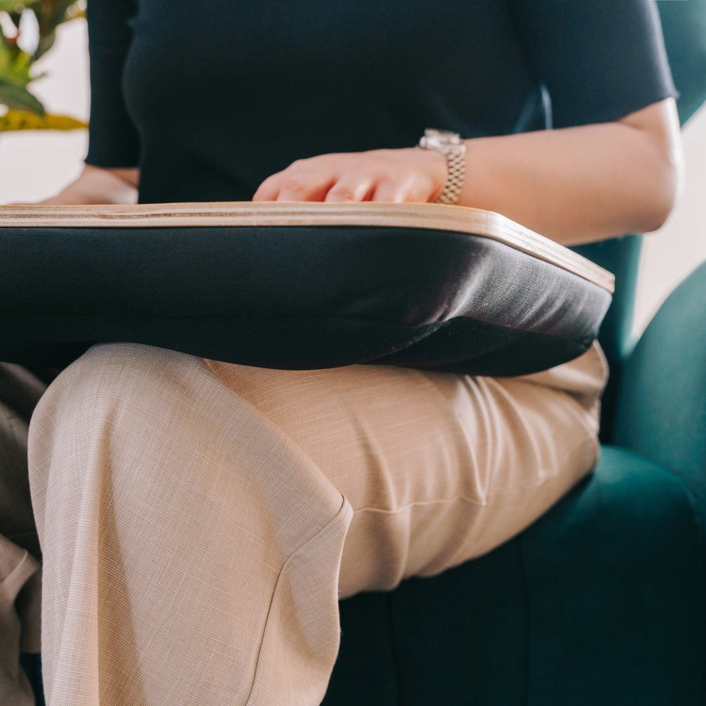 Bamboo Lap Desk – Portable Laptop Tray with Soft Cushion Base (48cm)