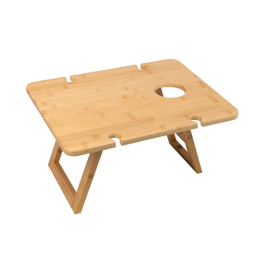 Bamboo Picnic Table Tray – Foldable Wine & Glass Holder for Outdoor Entertaining (48 × 38 cm)