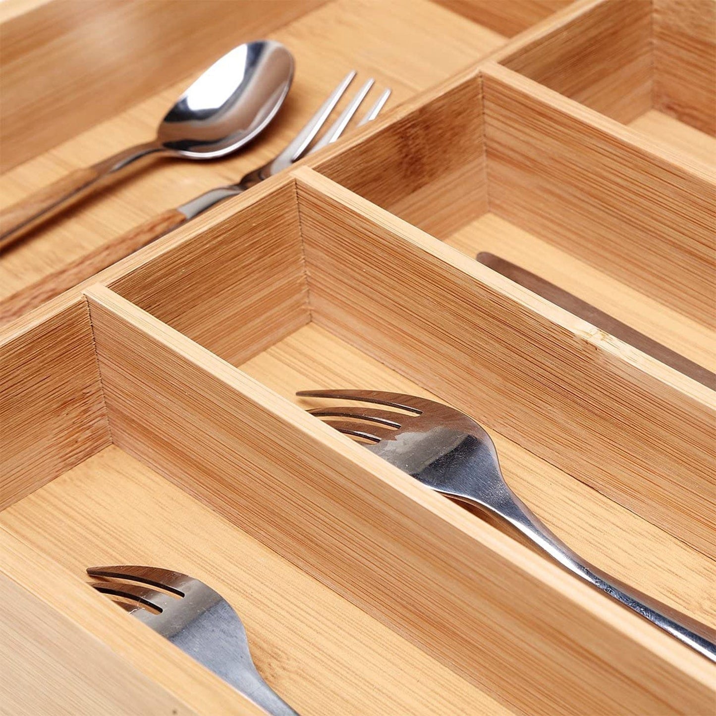 Bamboo Cutlery Tray – Sustainable Drawer Organiser with Raised Edges (35 × 25 cm)