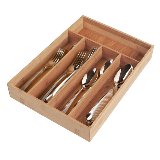 Bamboo Cutlery Tray – Sustainable Drawer Organiser with Raised Edges (35 × 25 cm)