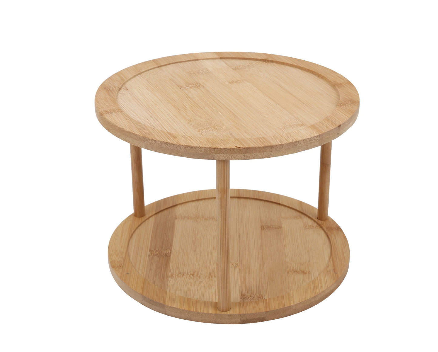 Bamboo Lazy Susan – 2-Tier Rotating Turntable for Pantry & Kitchen Storage